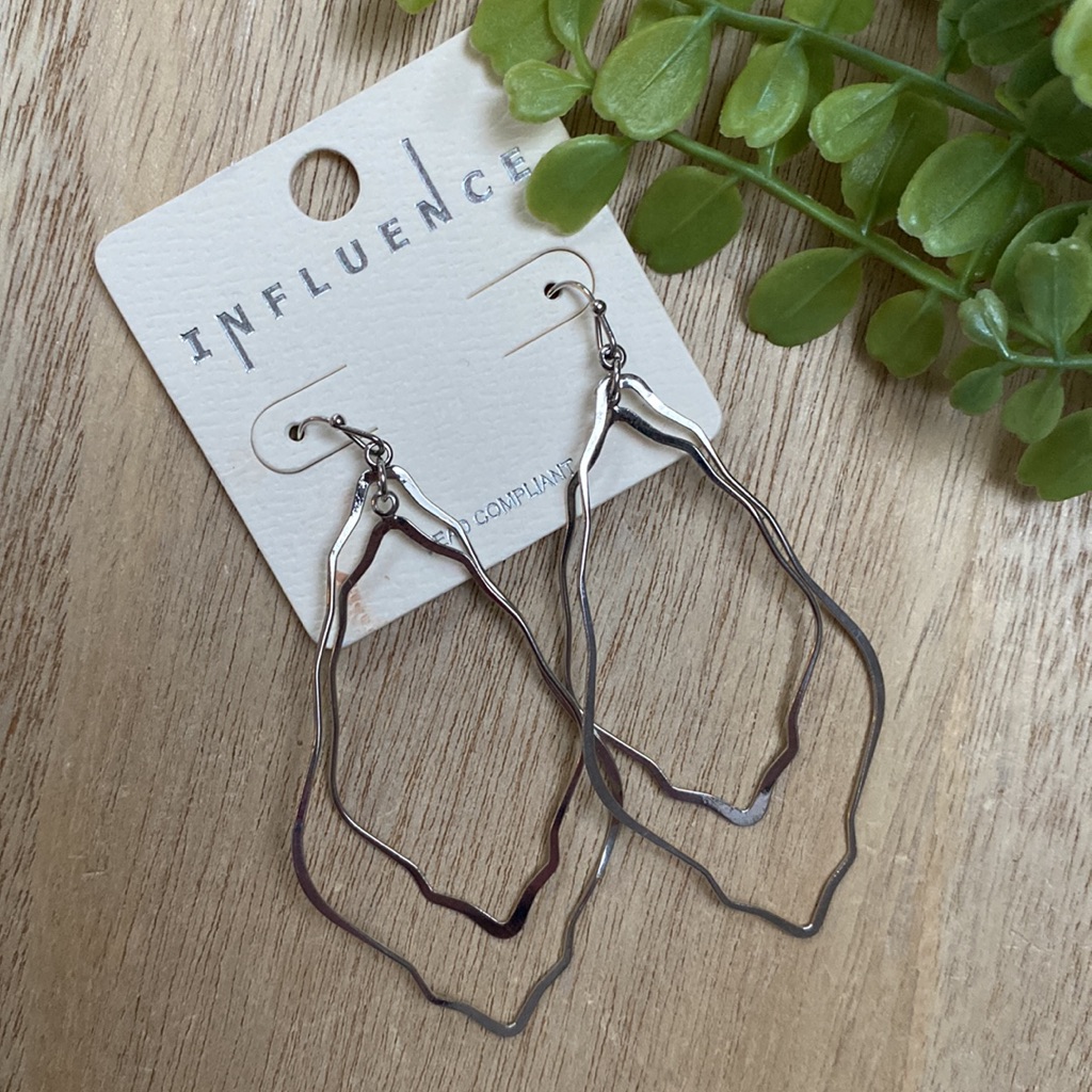 Influence Double Layer Teardrop Dangle Earrings Silver